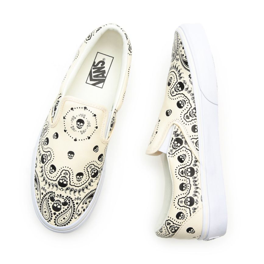 Vans Bandana Classic Slip-On Shoes White | VN863G7NE64