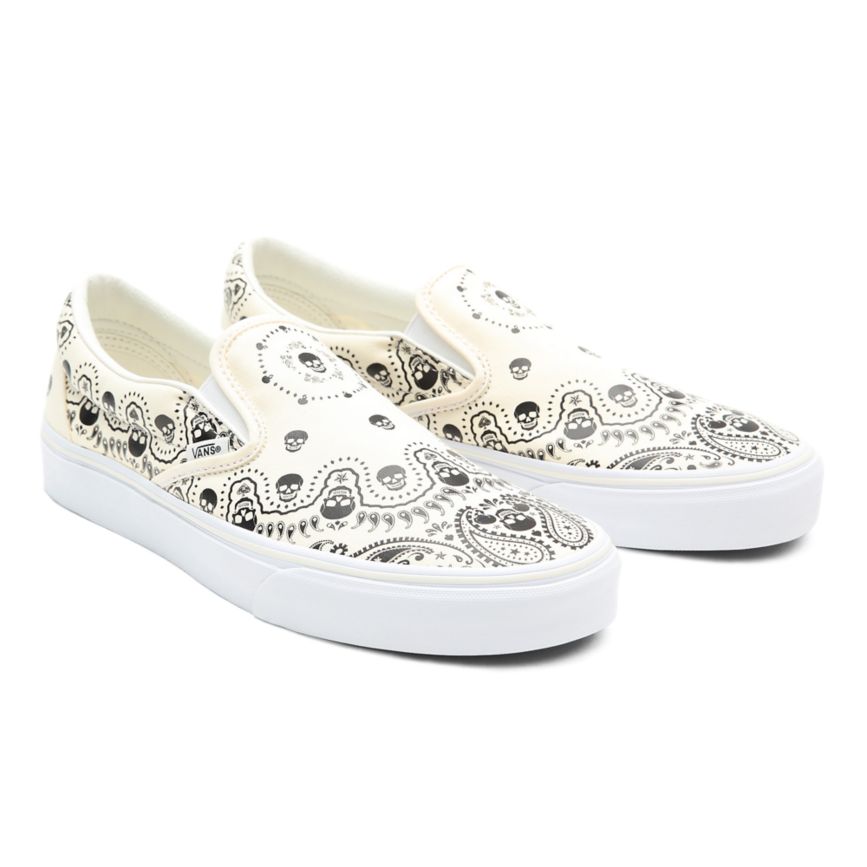 Vans Bandana Classic Slip-On Shoes White | VN863G7NE64