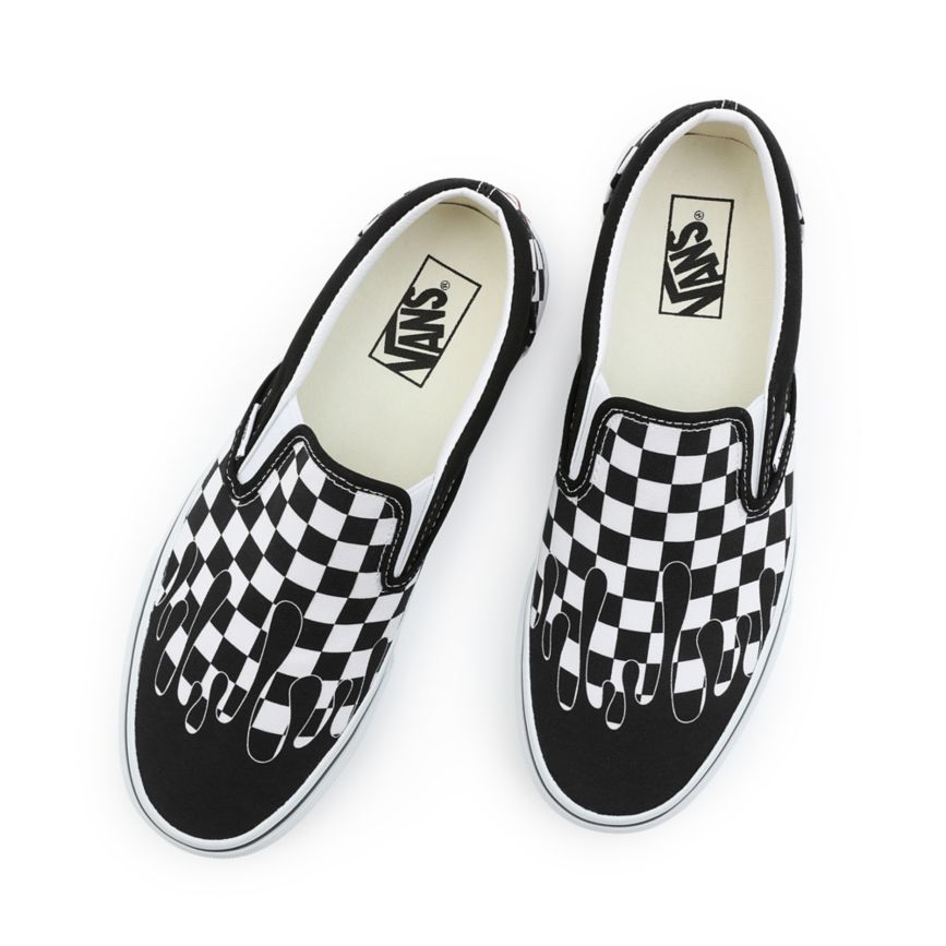Vans Paint Drip Checkerboard Classic Slip-On Shoes Black | VN341V1CS45